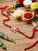 Traditional Meenakari Kundan Studded Red Rakhi