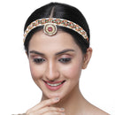 Gold-Plated Round White Kundan & Cubic Zirconia Studded Borla Style Sheeshphool