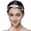 Gold-Plated Red & White Kundan studded Borla Style Sheeshphool