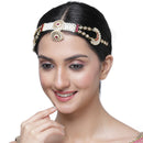 Gold-Plated Red & White Kundan studded Borla Style Sheeshphool