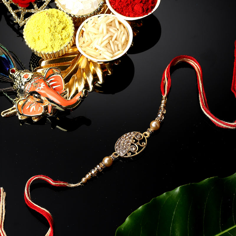 Traditional Artificial Beads & Stones Studded Designer Rakhi For Brother