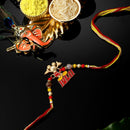Rakhi Off White & Peach Stone Beads Wooden Evil Eye Beads Combo Rakhi Bracelet Set of 4 Rakhi