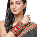 Gold Plated Kundan Studded Set Of 18 Traditional Bangle Set