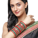 Gold Plated Kundan Studded Set Of 18 Traditional Bangle Set