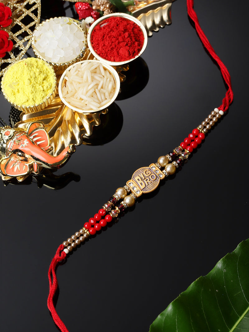 Big Bro Charm & Red Beads Rakhi
