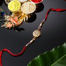 Gold-Plated OM & Stylish Mor Pankh Red Enamelled Kundan & Kids Power Ranger Combo Rakhi Bracelet Set of 4