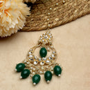 Traditional Gold Plated Kundan Studded & Green Drop Pearl Maangtikka