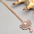 Beautiful Studded Rose Gold Plated Crystal Maang Tikka for Women