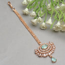 Maang Tikka for Women Beautiful AD Studded Rose Gold Plated Crystal Maang Tikka for Women