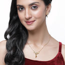 Gold-Plated Floral Design Mangalsutra with Earrings