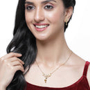 Gold-Plated Floral Design Mangalsutra with Earrings