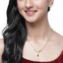 Gold-Plated Flower Shape Mangalsutra with Earrings