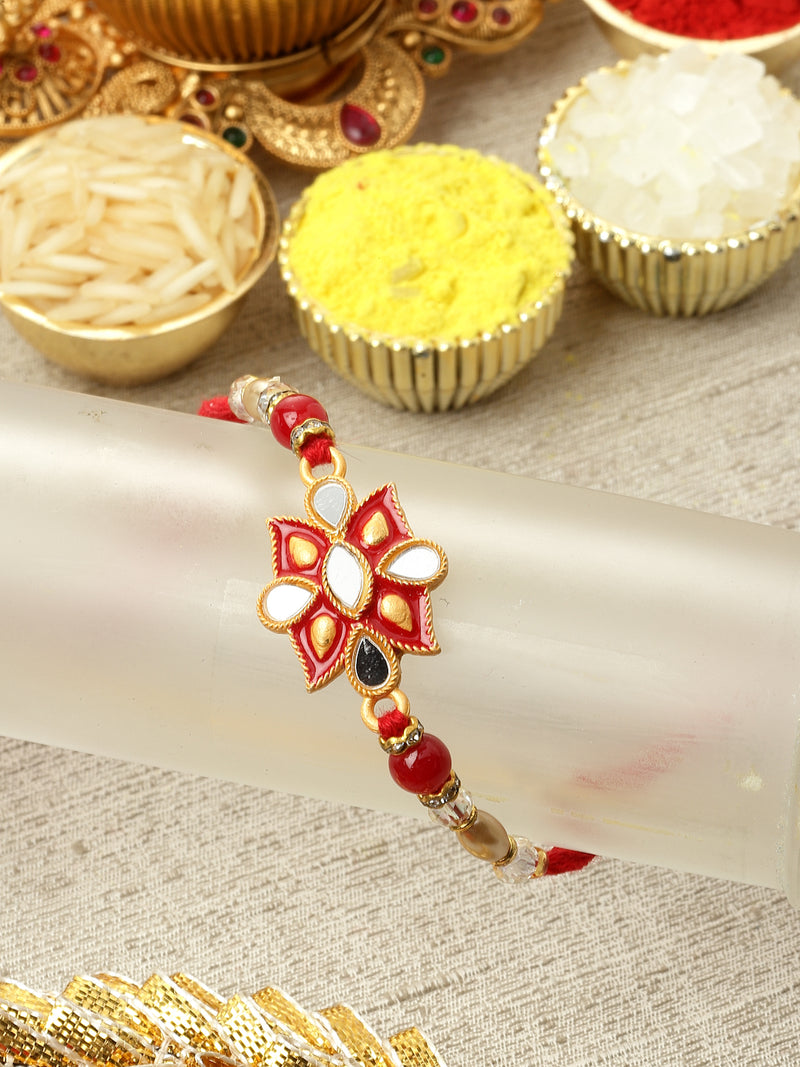 Traditional  Enamelled Kundan Studded Rakhi