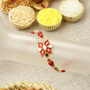 Mor Pankh Red Enamelled Kundan & Kids Power Ranger Combo Rakhi Bracelet Set of 5