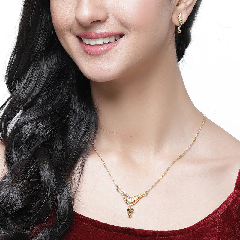 Gold-Plated Quirky Design Mangalsutra with Earrings