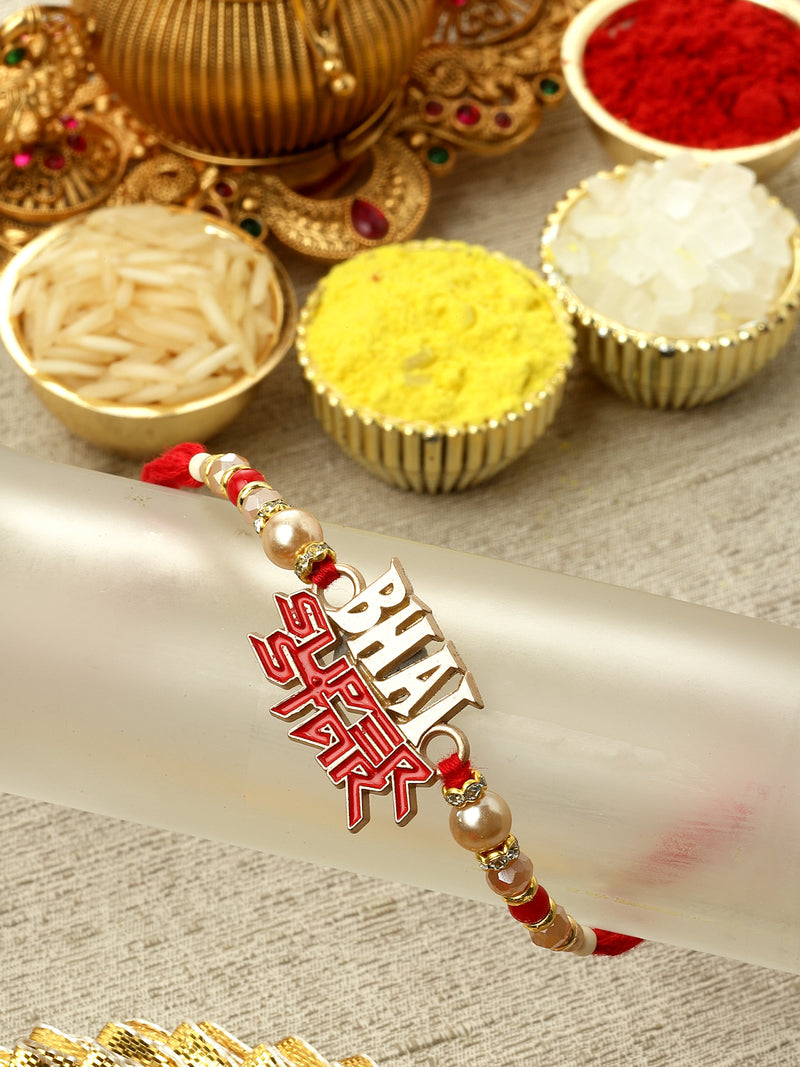 Bhai Super Star Red & White Beads Rakhi