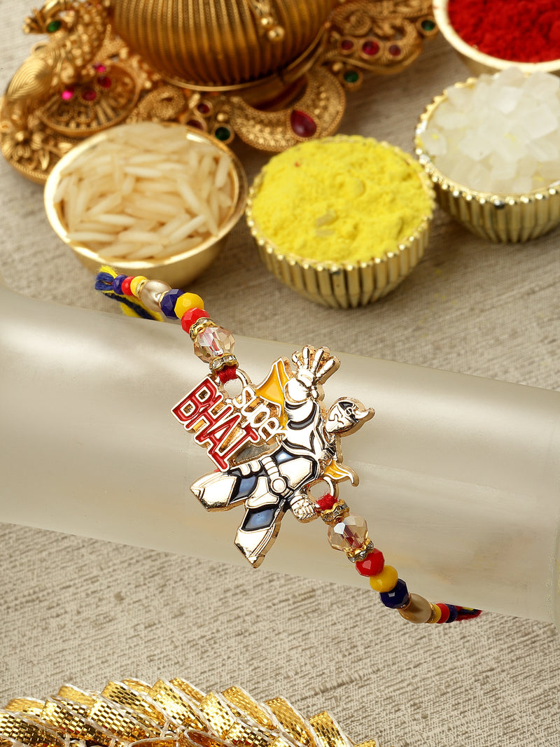 Power Ranger Super Bhai Charm & Beads Stringed Rakhi For Kids