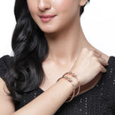 Rose Gold-Plated Flower Shaped White Cubic Zirconia studded Bangle Bracelets (Set Of 2)