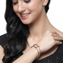 Rose Gold-Plated  Square Shaped White Cubic Zirconia Stone Studded Bracelets (Set Of 2)