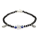 Rhodium Plated Silver Toned Butterfly Shaped Evil Eye Studded Charm Anklets