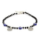 Rhodium Plated Silver Toned White Cubic Zirconia Stone Evil Eye Studded Charm Anklets