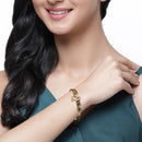 Gold Plated Minimal Design Drop CZ Studded Cuff Bracelet Set Of 2