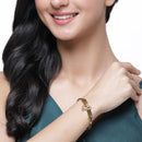 Gold Plated Minimal Design Drop CZ Studded Cuff Bracelet Set Of 2