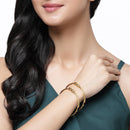 Gold-Plated Classic Textured Bangle Bracelets (Set Of 2)