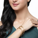 Gold-Plated Classic Textured Bangle Bracelets (Set Of 2)