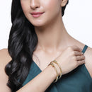 Gold-Plated Classic Textured Bangle Bracelets (Set Of 2)