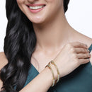 Gold-Plated Classic Textured Bangle Bracelets (Set Of 2)