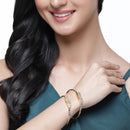 Gold-Plated White Cubic Zirconia studded Bangle Bracelets (Set Of 2)