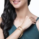 Set Of 2 Gold-Plated Red American Diamond studded Flower Shaped Bangles