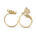 Gold-Plated  Butterfly & Leaf Shaped White Cubic Zirconia Studded  Ring