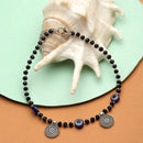 Rhodium Plated Silver Toned White Cubic Zirconia Stone Evil Eye Studded Charm Anklets