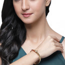 Gold Plated Minimal Design Drop CZ Studded Cuff Bracelet Set Of 2