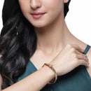 Gold-Plated White American Diamond studded Bracelet With Charm