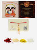 Gold-Plated Stone & White Pearl Studded Lumba Rakhi For Bhabhi