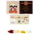 Rakhi for Bhaiya Gold-Plated Kundan & White beads studded Rakhi for Bhai with Roli Chawal and Raksha Bandhan Greeting Card for Bhai