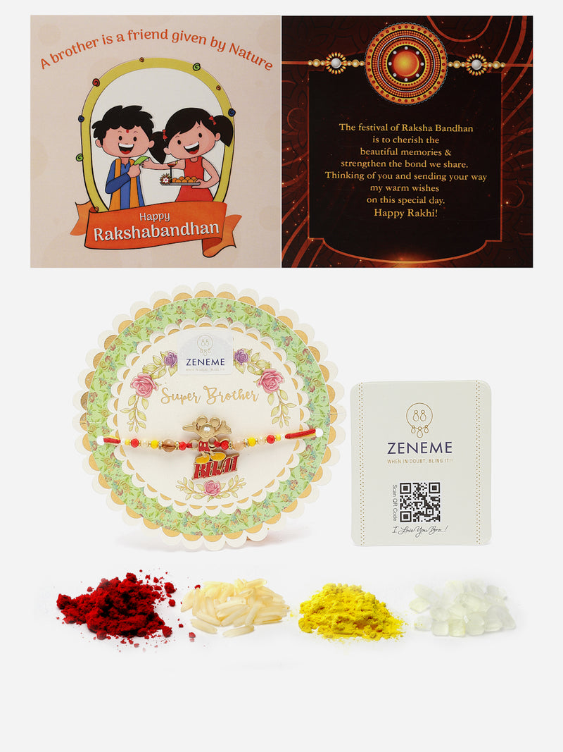 Mickey Mouse Bhai Multicolor Beads Stringed Rakhi For Kids