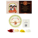 Rakhi Off White & Peach Stone Beads Wooden Evil Eye Beads Combo Rakhi Bracelet Set of 4 Rakhi