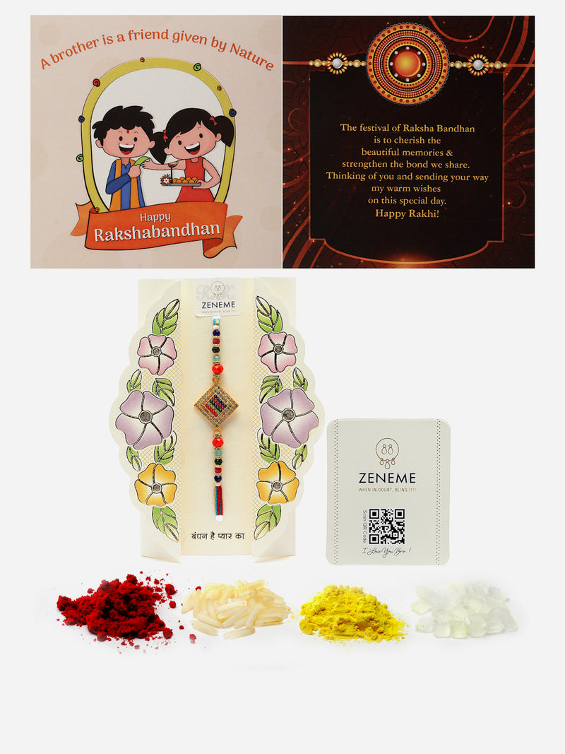 Traditional Multicolor Beads & Stones Studded Rakhi