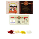 Mor Pankh Red Enamelled Kundan & Kids Power Ranger Combo Rakhi Bracelet Set of 5