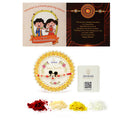 Enamelled Mor Pankh Red Enamelled Kundan & Kids Rakhi Bracelet Set of 5