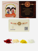 Gold Plated  Floral Enamelled Charm & Beads Stringed Rakhi