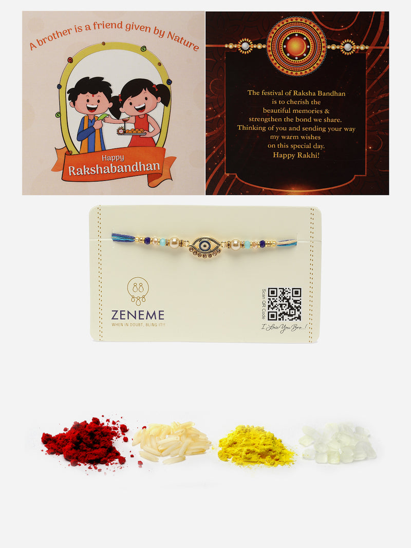 Evil Eye Charm & Beads Stringed Rakhi