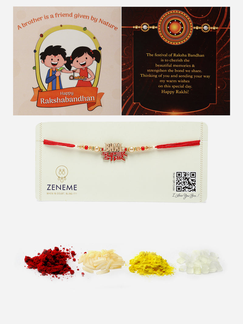 Bhai Super Star Red & White Beads Rakhi