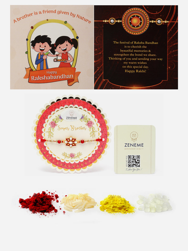 Traditional  Enamelled Kundan Studded Rakhi