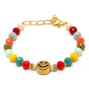 Rakhi for Kids Gold-Plated Pearl SMILEY Bracelet Rakhi with Roli Chawal and Raksha Bandhan Greeting Card for Kids (Multicolor)