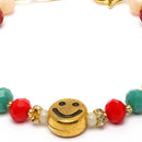 Rakhi for Kids Gold-Plated Pearl SMILEY Bracelet Rakhi with Roli Chawal and Raksha Bandhan Greeting Card for Kids (Multicolor)